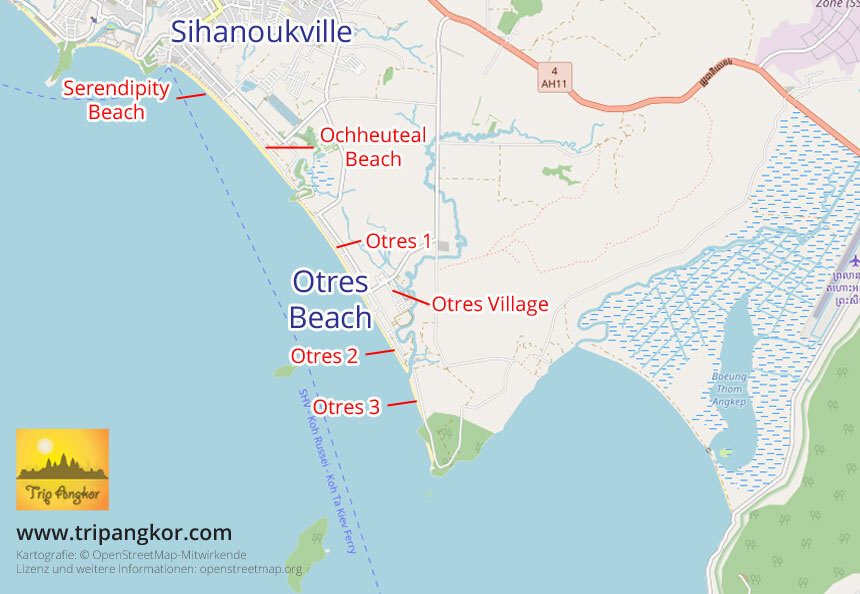 Karte Otres Beach / Otres Village / Otres 1 / Otres 2 / Otres 3