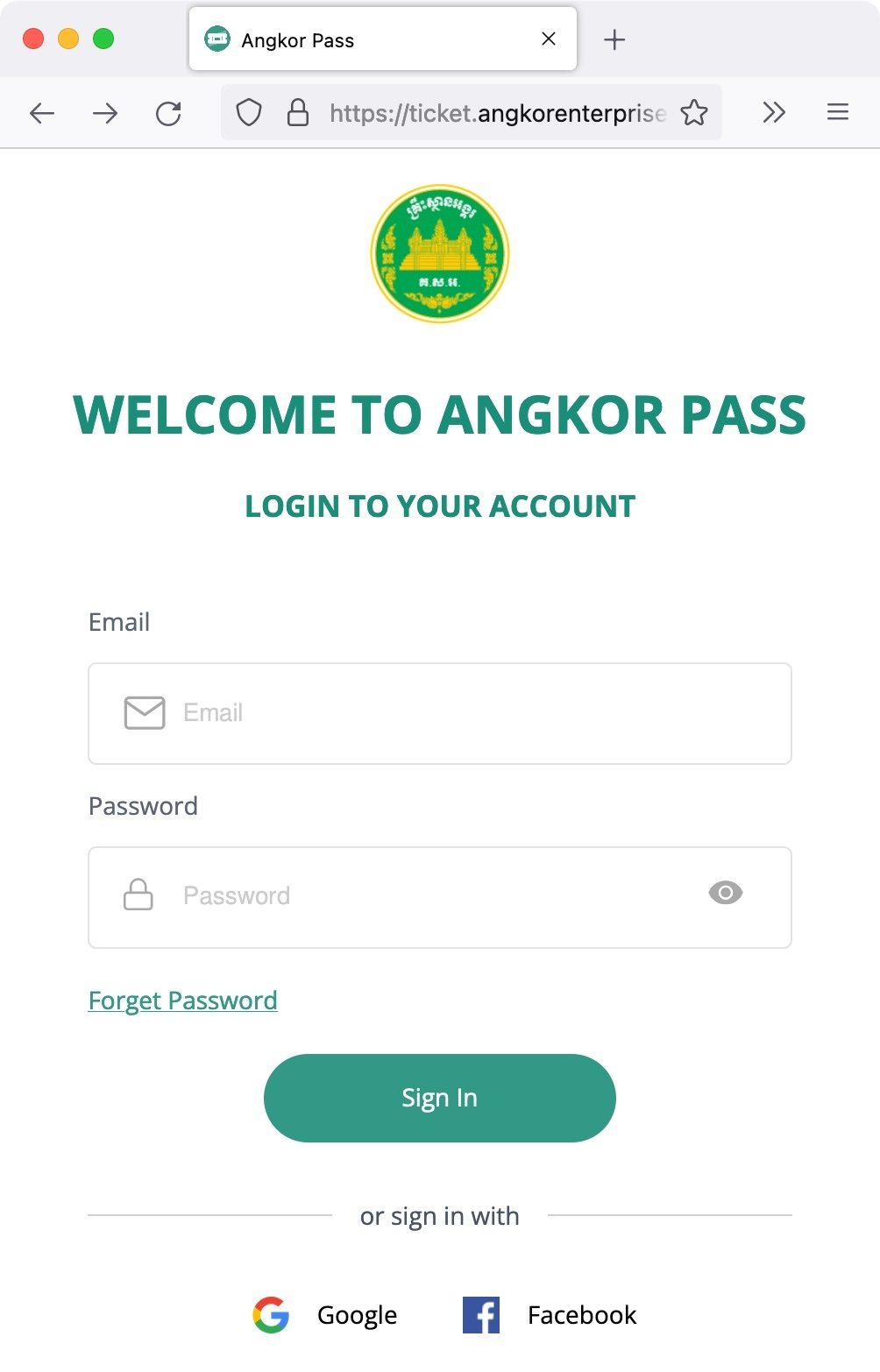 Angkor Pass als Online-Ticket - Login oder Registrierung für den Online-Ticket-Shop bei Angkor Enterprise