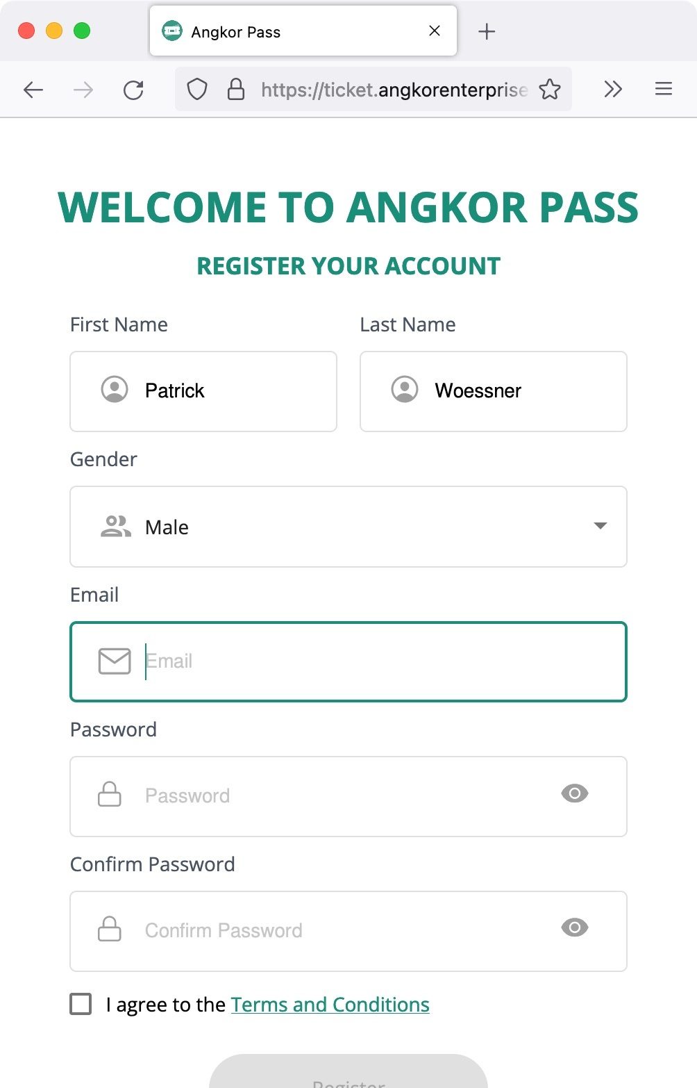 Account im Ticket-Shop für Angkor World Heritage und Koh Ker anlegen